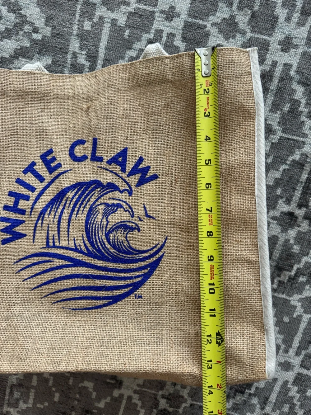White Claw Canvas Jute Tote Bag in Natural/Tan
